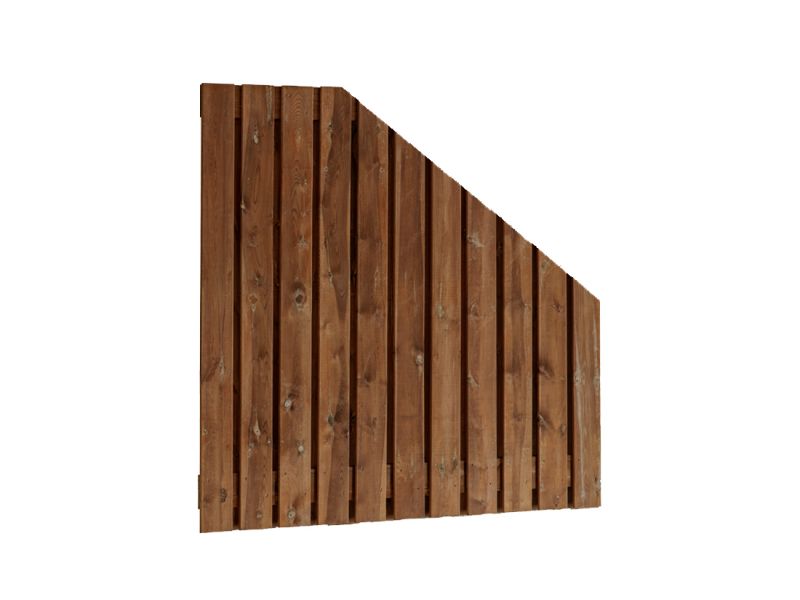 Brown pine garden fence | Width 180 cm | Inclined | 21 boards