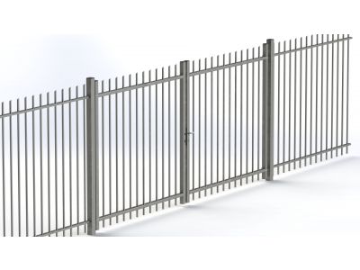 Round vertical bar fence package  