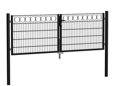 Double decorative garden gate Sol Black 300 cm wide