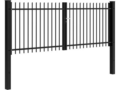 Double palisade gate | Round bar | Width 400 cm